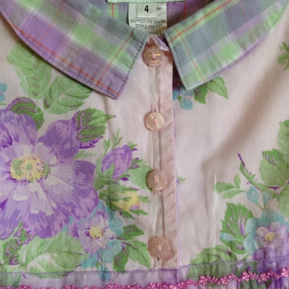 Baby Lulu CAMELIA floral dress plaid bloomer 4 4T - Picture 3 of 3